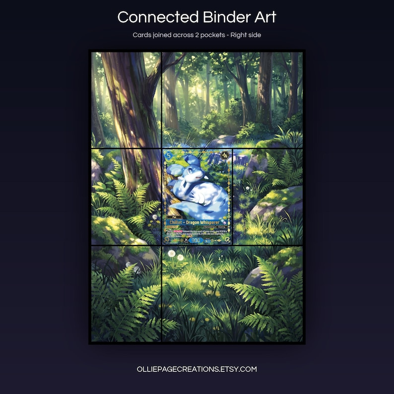 Chillet BP01-025-SSP connected binder art joining across two pockets, right side, printable extended card display for 9-pocket binders