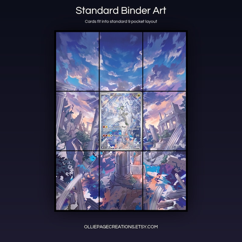 N's Reshiram 167/159 extended art 3x3 grid layout, full 9-pocket binder page display printable, Journey Together collector insert