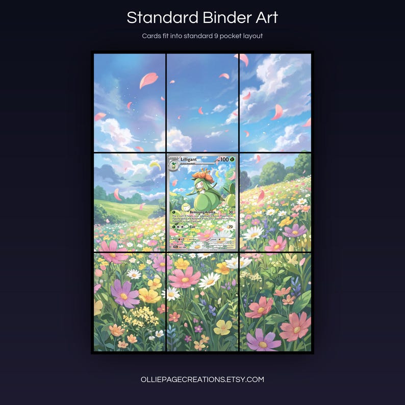 Lilligant 092/086 extended art 3x3 grid layout, full 9-pocket binder page display printable, Black Bolt collector insert