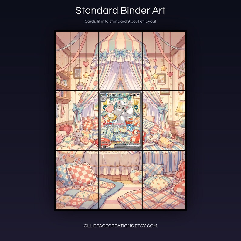 Cinccino EX 119/086 extended art 3x3 grid layout, full 9-pocket binder page display printable, Chaos Rising collector insert