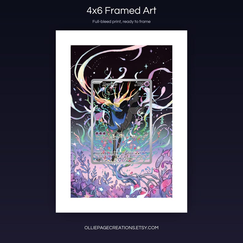 Xerneas 091/086 4x6 full-bleed framed art print, ready to frame, Chaos Rising