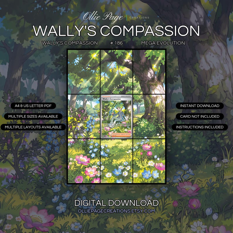 Wally's Compassion 186/132 extended art binder page in a Vibrant garden scene with pink