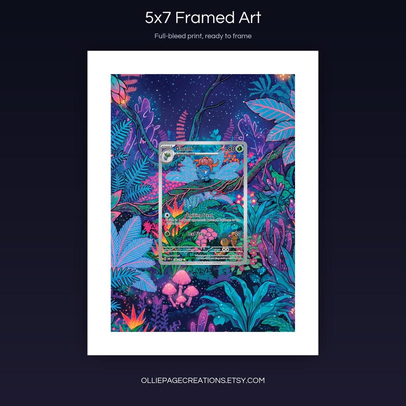 Gloom 198/197 5x7 full-bleed framed art print, ready to frame, Obsidian Flames