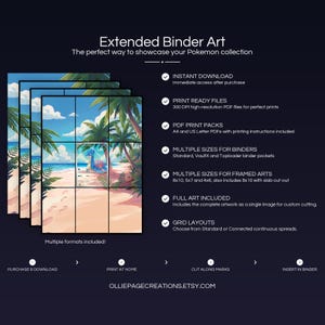 Collector bundle feature overview for Misty's Lapras extended binder art — binder page grids plus 8x10, 5x7, 4x6 and PSA-style framed prints, 300 DPI instant digital download