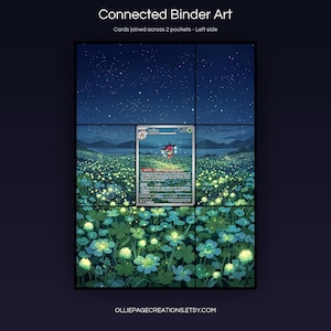 Ledian 144/142 connected binder art joining across two pockets, left side, printable extended card display for 9-pocket binders
