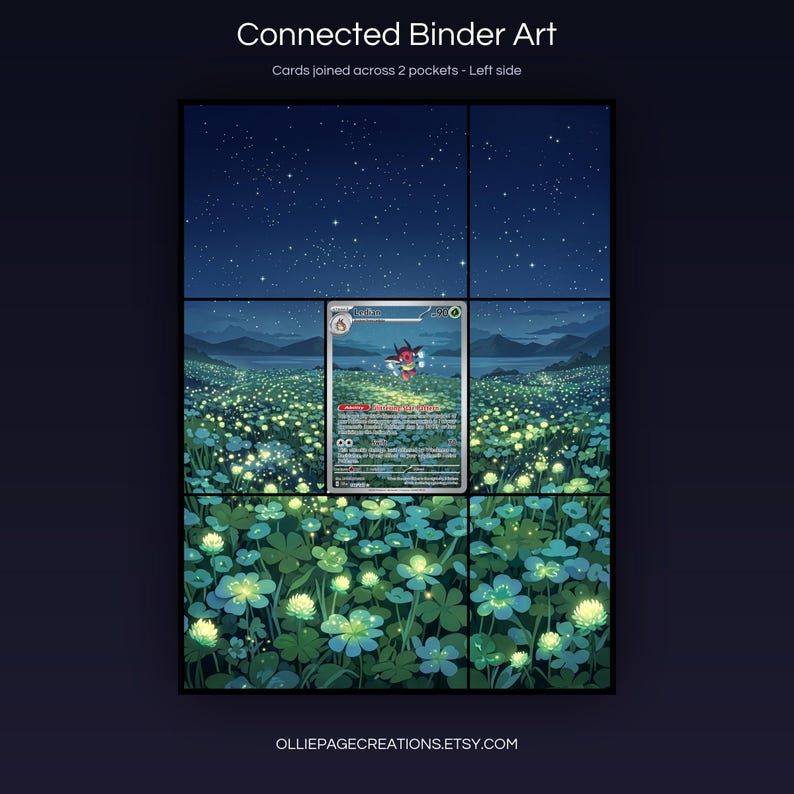 Ledian 144/142 connected binder art joining across two pockets, left side, printable extended card display for 9-pocket binders