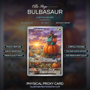 Bulbasaur Full Art Custom Proxy Card | Handmade Fan Art Printed Trading Card