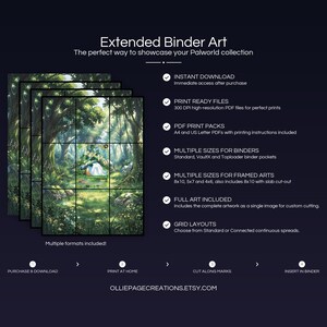 Collector bundle feature overview for Lyleen extended binder art — binder page grids plus 8x10, 5x7, 4x6 and PSA-style framed prints, 300 DPI instant digital download