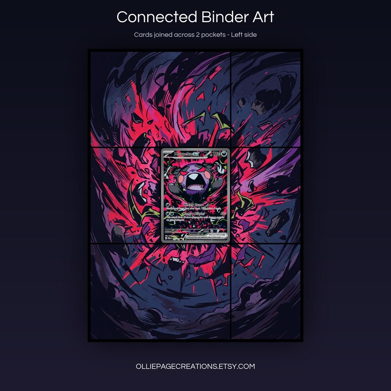 Morpeko EX 117/084 connected binder art joining across two pockets, left side, printable extended card display for 9-pocket binders