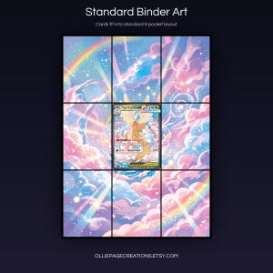Mega Dragonite EX 290/217 extended art 3x3 grid layout, full 9-pocket binder page display printable, Ascended Heroes collector insert