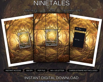 Ninetales 199/197 Binder Art + Framable Print Bundle | Extended Art 9-Pocket Display | 8x10 5x7 4x6 | Obsidian Flames