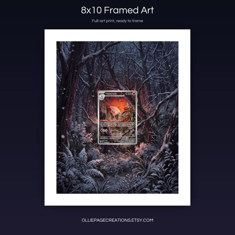 Volcarona 100/086 8x10 full-art framed print, ready-to-frame extended art wall display, Black Bolt