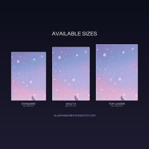 Aurorus extended binder art size guide showing Standard, Vault X, and Top Loader printable card sleeve dimensions