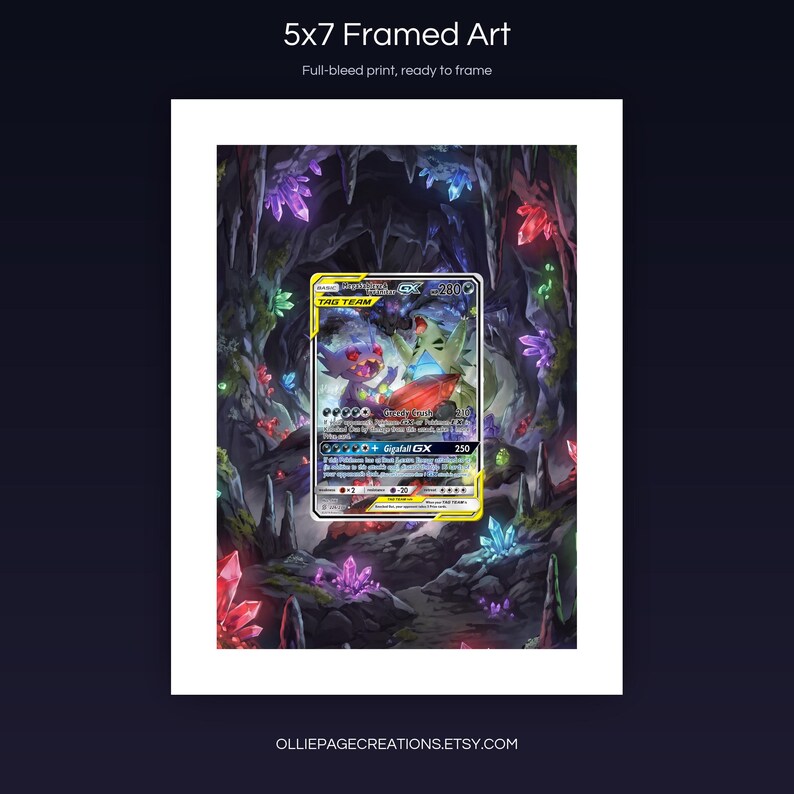 Mega Sableye & Tyranitar GX 226/236 5x7 full-bleed framed art print, ready to frame, Unified Minds
