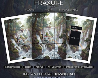 Fraxure 077/064 Binder Art + Framable Print Bundle | Extended Art 9-Pocket Display | 8x10 5x7 4x6 | Shrouded Fable