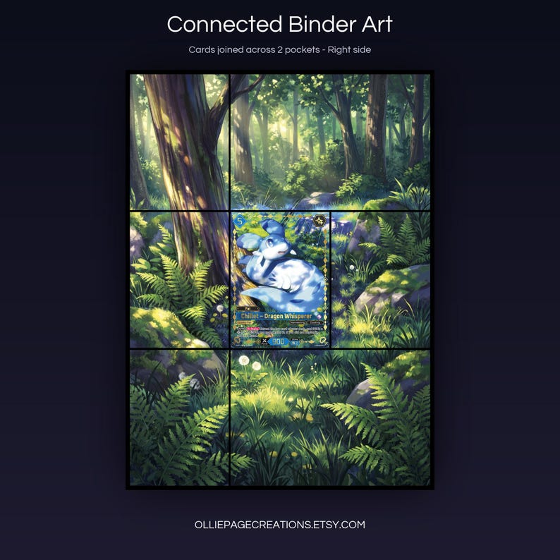 Chillet BP01-025-SSP connected binder art joining across two pockets, right side, printable extended card display for 9-pocket binders