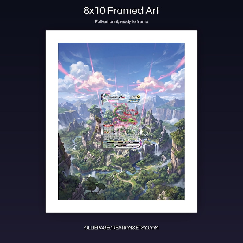 Collector bundle feature overview for Rayquaza VMAX extended binder art — binder page grids plus 8x10