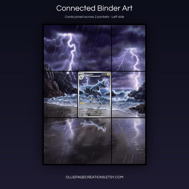Zebstrika 115/086 connected binder art joining across two pockets, left side, printable extended card display for 9-pocket binders