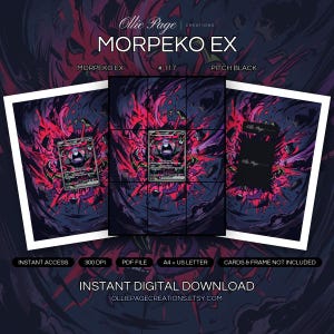 Morpeko EX 117/084 Binder Art + Framable Print Bundle | Extended Art 9-Pocket Display | 8x10 5x7 4x6 | Pitch Black