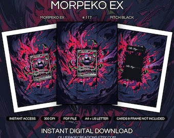 Morpeko EX 117/084 Binder Art + Framable Print Bundle | Extended Art 9-Pocket Display | 8x10 5x7 4x6 | Pitch Black
