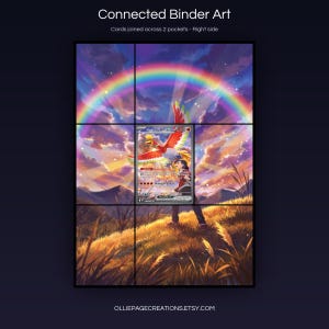 Ethan's Ho-Oh EX 230/182 connected binder art joining across two pockets, right side, printable extended card display for 9-pocket binders