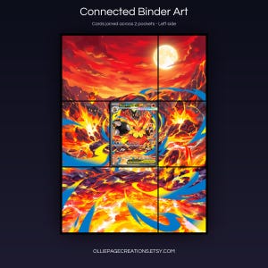 Mega Emboar EX 273/217 connected binder art joining across two pockets, left side, printable extended card display for 9-pocket binders