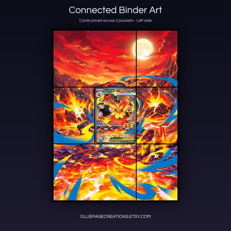 Mega Emboar EX 273/217 connected binder art joining across two pockets, left side, printable extended card display for 9-pocket binders
