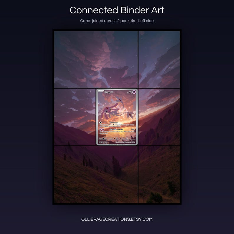 Mesprit 204/191 connected binder art joining across two pockets, left side, printable extended card display for 9-pocket binders