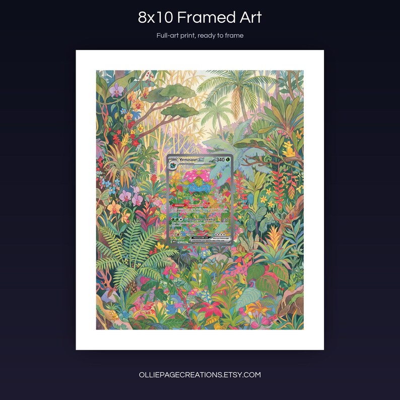 Venusaur EX 198/165 8x10 full-art framed print, ready-to-frame extended art wall display, S&V 151