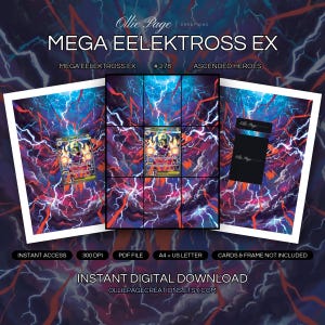 Mega Eelektross EX 278/217 collector bundle — extended binder page plus 8x10 full-art and PSA framed prints in a Dramatic storm scene with electric blue