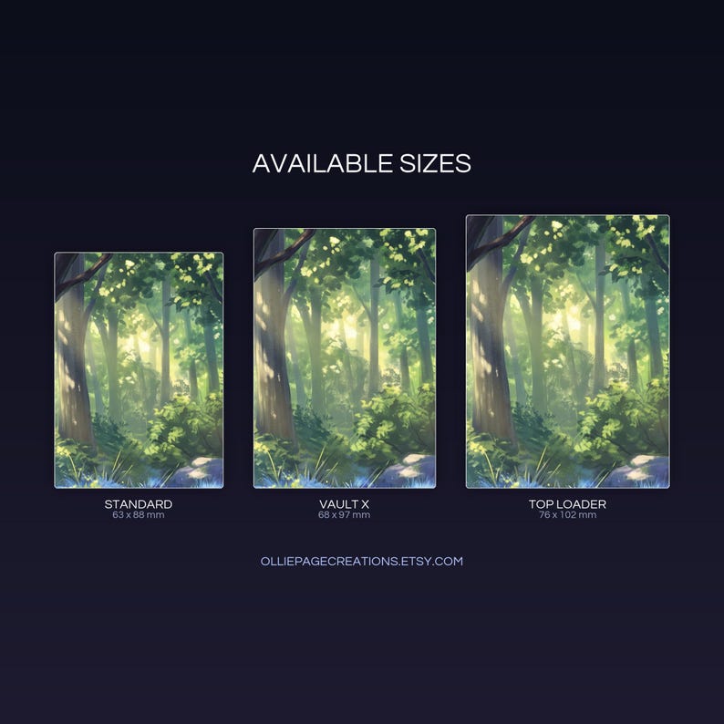 Chillet extended binder art size guide showing Standard, Vault X, and Top Loader printable card sleeve dimensions