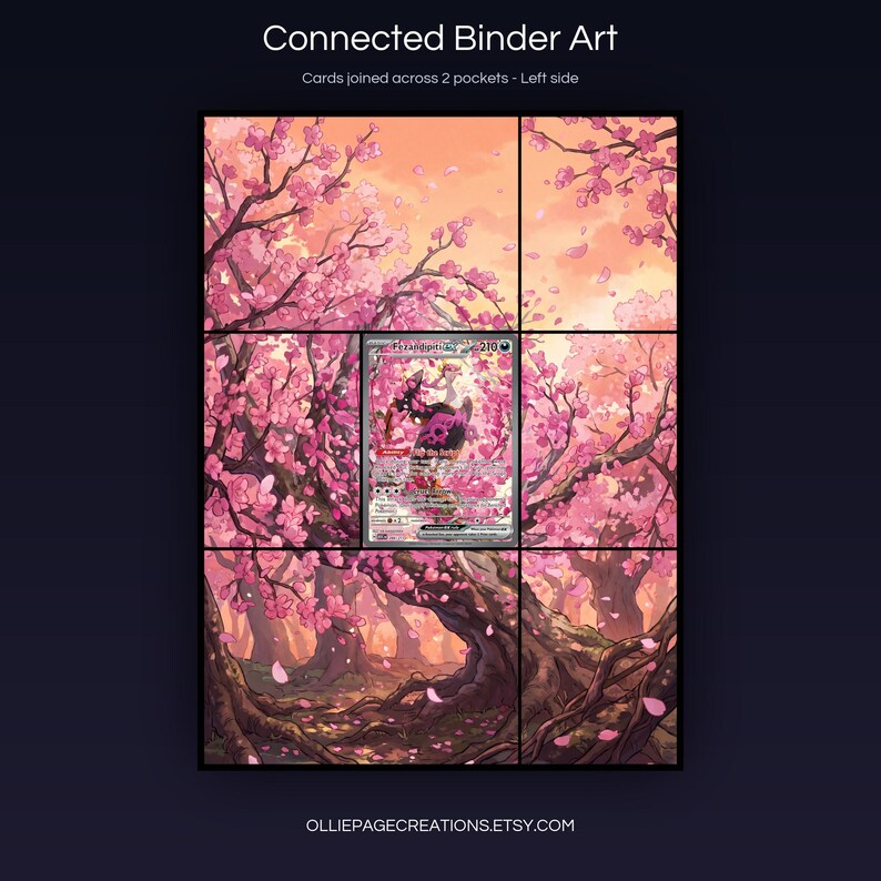 Fezandipiti EX 288/217 connected binder art joining across two pockets, left side, printable extended card display for 9-pocket binders