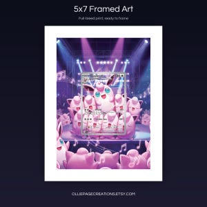 Wigglytuff 105/094 5x7 full-bleed framed art print, ready to frame, Phantasmal Flames