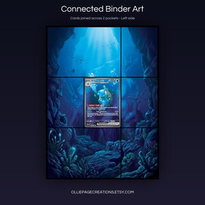Blastoise EX 200/165 connected binder art joining across two pockets, left side, printable extended card display for 9-pocket binders