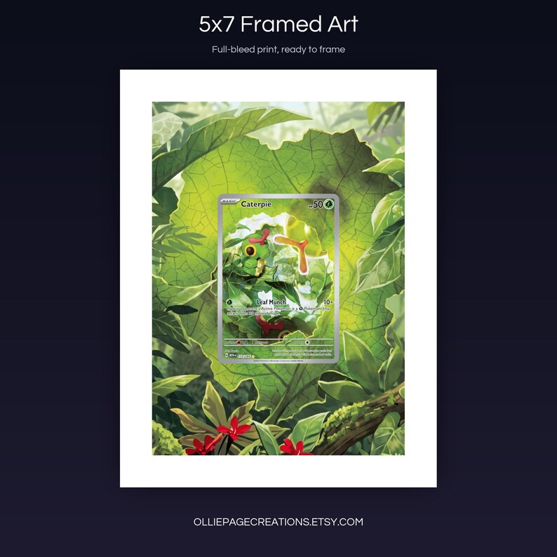 Caterpie 172/165 5x7 full-bleed framed art print, ready to frame, S&V 151