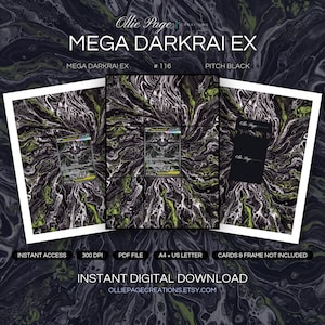 Mega Darkrai EX 116/084 Binder Art + Framable Print Bundle | Extended Art 9-Pocket Display | 8x10 5x7 4x6 | Pitch Black