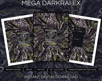 Mega Darkrai EX 116/084 Binder Art + Framable Print Bundle | Extended Art 9-Pocket Display | 8x10 5x7 4x6 | Pitch Black