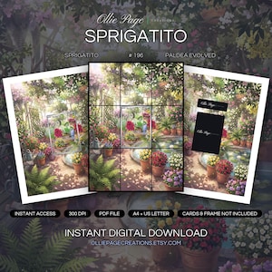 Sprigatito 196/193 Binder Art + Framable Print Bundle | Extended Art 9-Pocket Display | 8x10 5x7 4x6 | Paldea Evolved