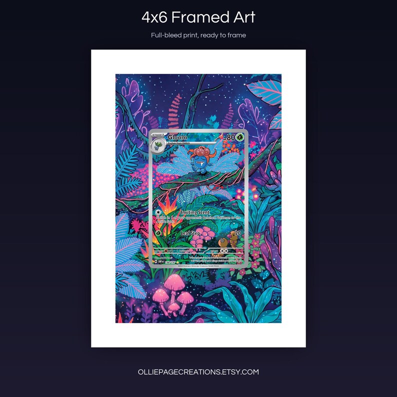 Gloom 198/197 4x6 full-bleed framed art print, ready to frame, Obsidian Flames