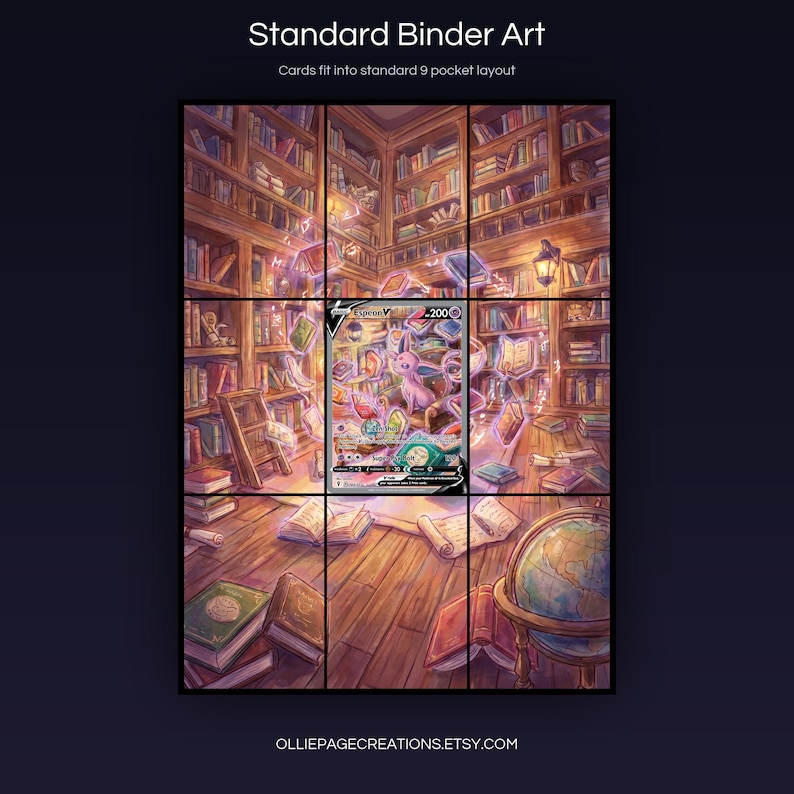 Espeon V 180/203 extended art 3x3 grid layout, full 9-pocket binder page display printable, Evolving Skies collector insert