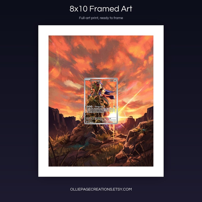 Zamazenta 201/182 8x10 full-art framed print, ready-to-frame extended art wall display, Destined Rivals