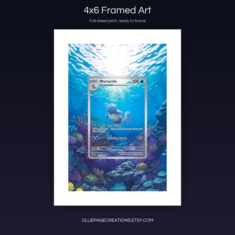 Wartortle 171/165 4x6 full-bleed framed art print, ready to frame, S&V 151