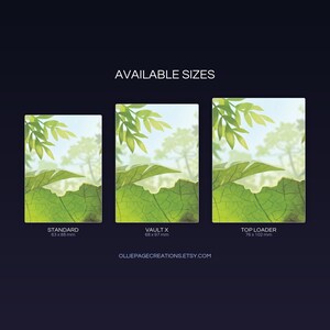 Caterpie extended binder art size guide showing Standard, Vault X, and Top Loader printable card sleeve dimensions