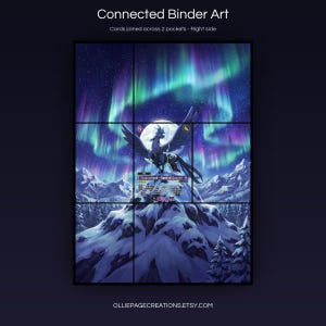 Shadowbeak BP01-074-SP connected binder art joining across two pockets, right side, printable extended card display for 9-pocket binders