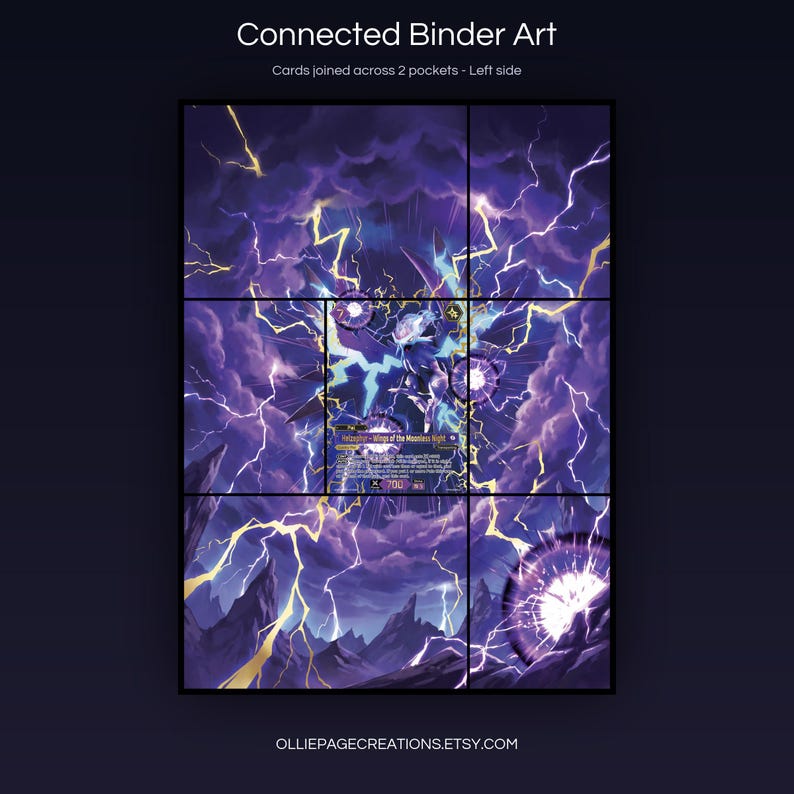 Helzephyr BP01-073-SSP connected binder art joining across two pockets, left side, printable extended card display for 9-pocket binders