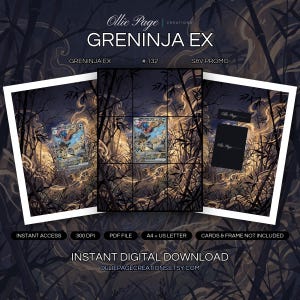 Greninja EX 132 Binder Art + Framable Print Bundle | Extended Art 9-Pocket Display | 8x10 5x7 4x6 | S&V Promo