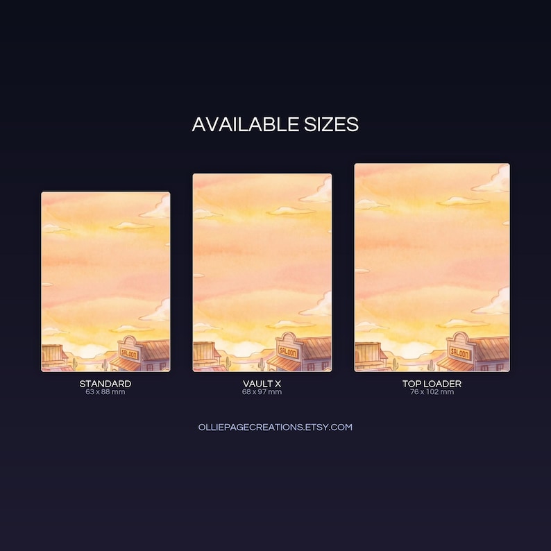 Bramblin extended binder art size guide showing Standard, Vault X, and Top Loader printable card sleeve dimensions