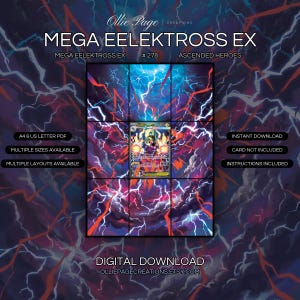 Mega Eelektross EX 278/217 extended art binder page in a Dramatic storm scene with electric blue
