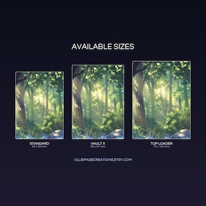 Chillet extended binder art size guide showing Standard, Vault X, and Top Loader printable card sleeve dimensions