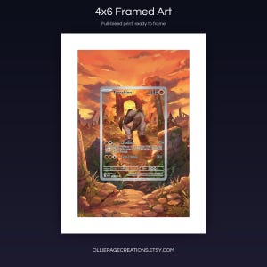 Terrakion 135/086 4x6 full-bleed framed art print, ready to frame, White Flare